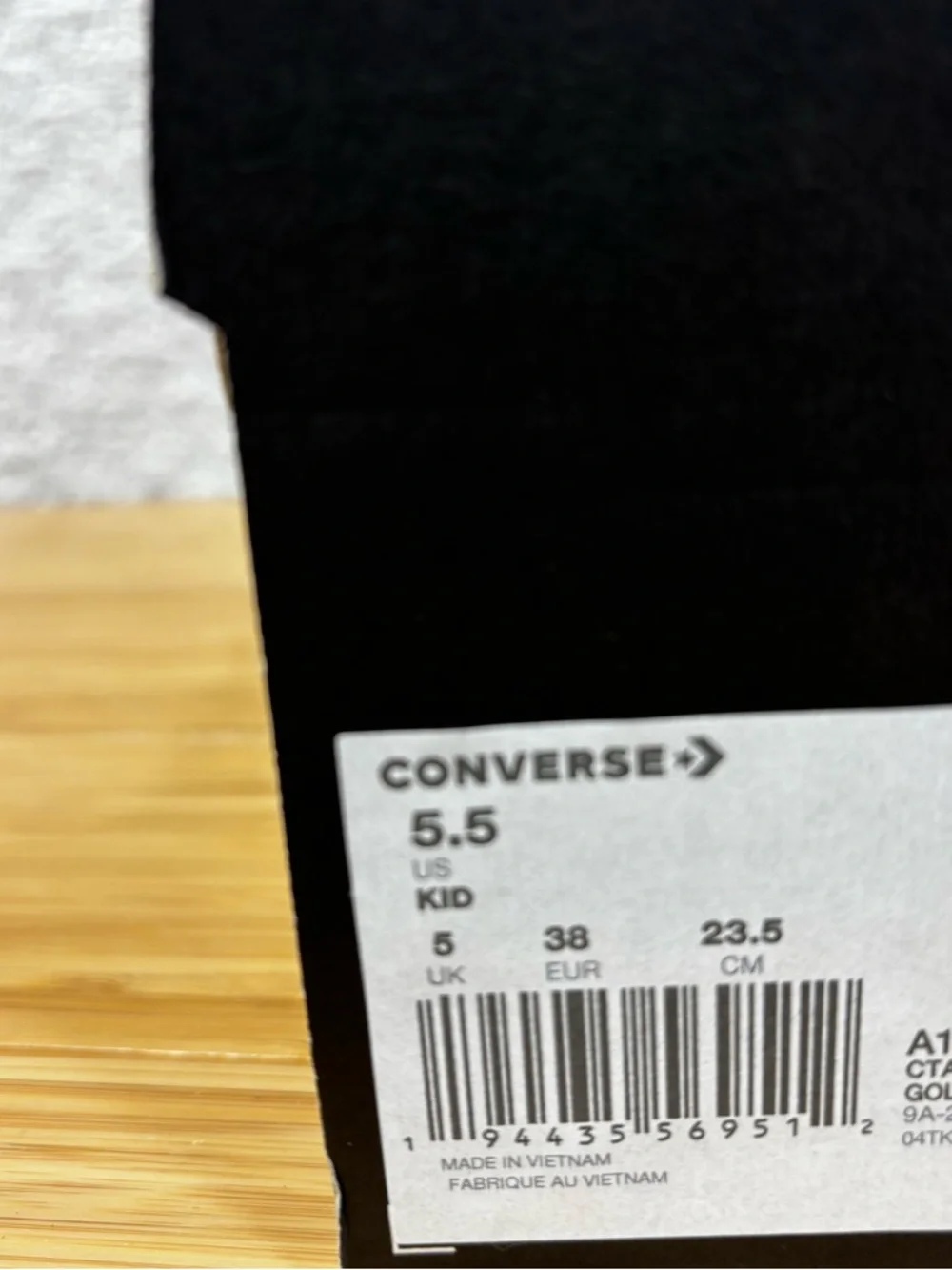 CONVERSE Chuck Taylor All Star Hi‎ Top Metallic Gold Big Kids Sz 5.5 Woman’s 7.5